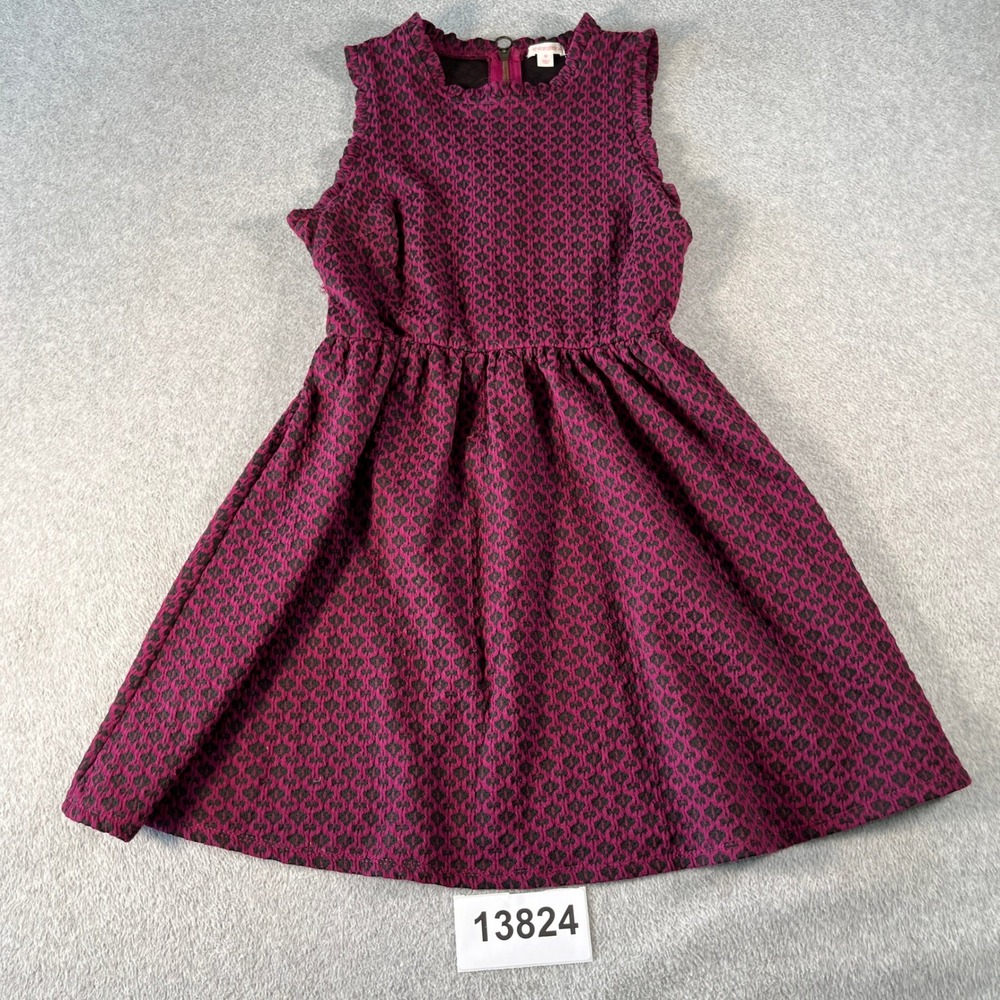 Xhilaration Fit & Flare Dress Womens Medium Magenta Excellent Geometric Ruffle